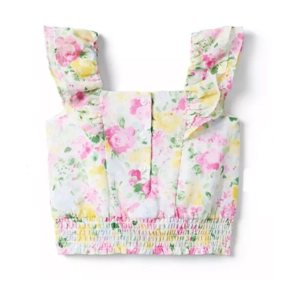 Janie and Jack Floral Smocked Waist Chiffon Top Size 12 Girls - Picture 2 of 8